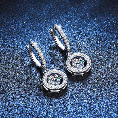 [Leaves]DANCING MOISSANITE HALO DROP HOOP EARRINGS