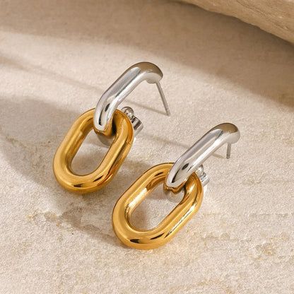 [Royal&Vicky]Taylor Two Tone Double Hoops