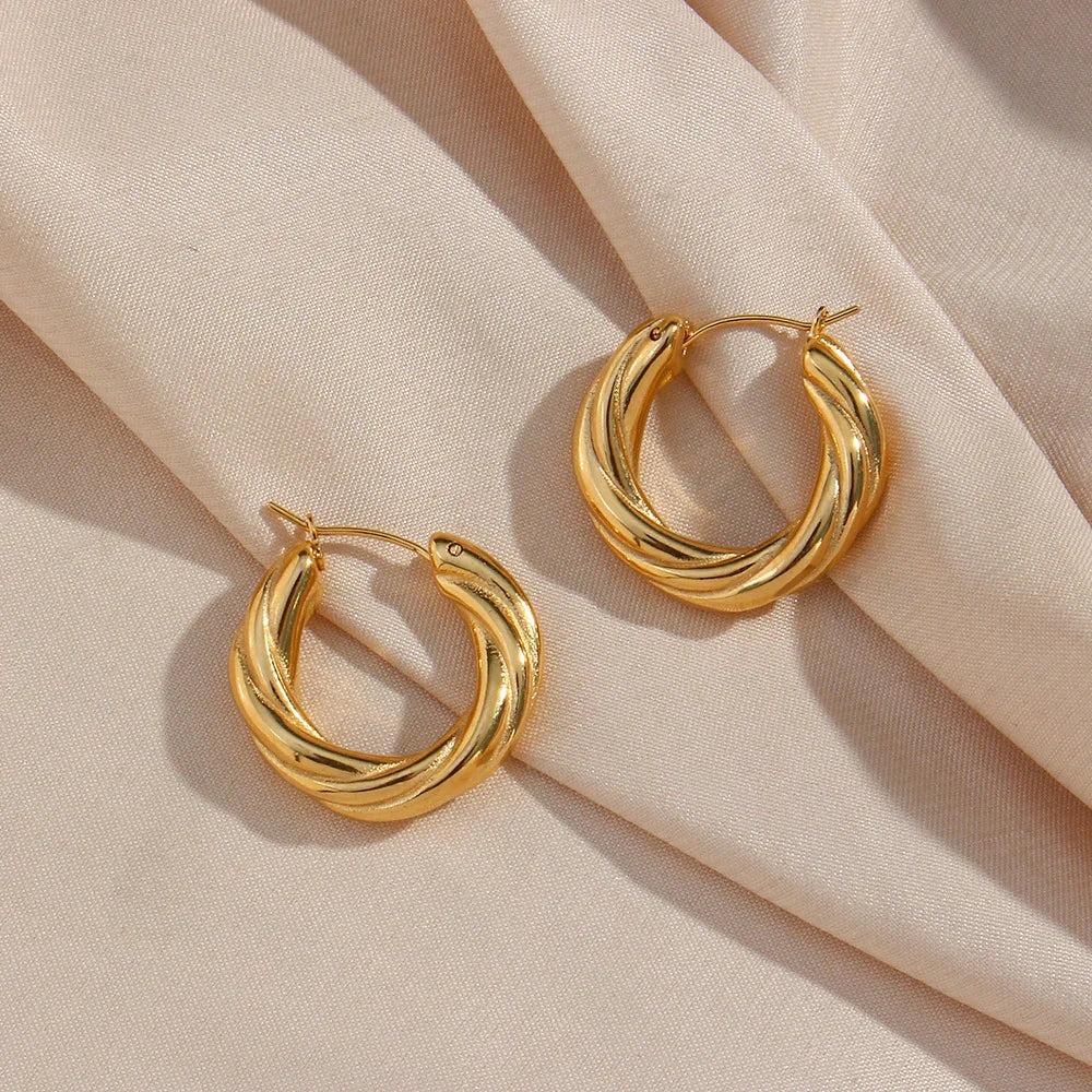 [Royal&Vicky]Denisse Twisted Hoop Earrings