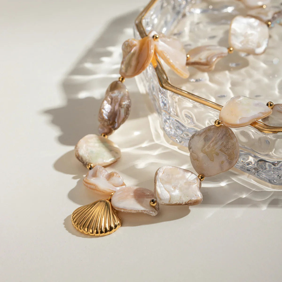 [Royal&Vicky]Aquamarine Seashell Necklace