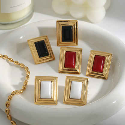[Royal&Vicky]Sybil Gold Enamel Earrings