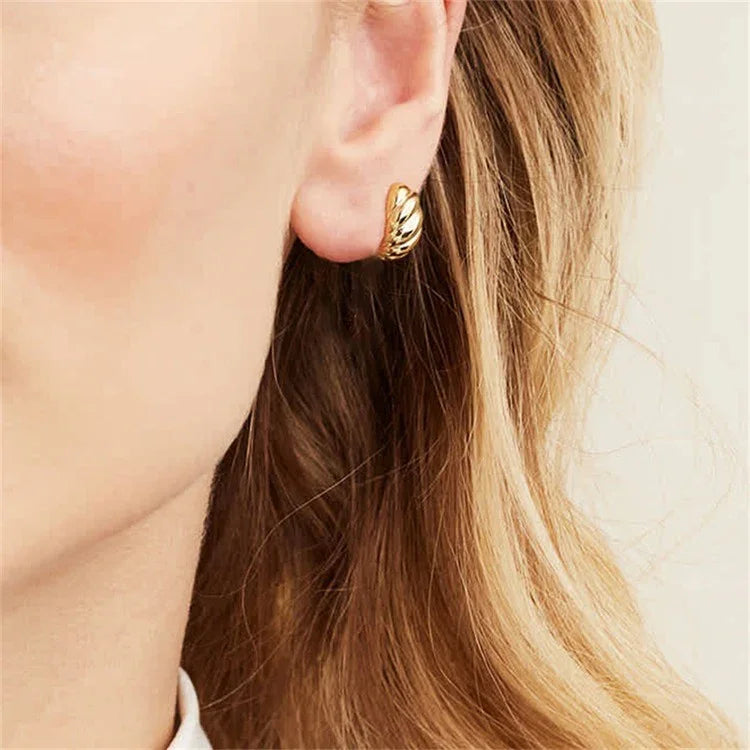 [Royal&Vicky]Croissant Huggie Earrings
