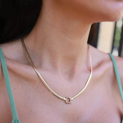 [Royal&Vicky]Gardenia Gold Herringbone Pendant