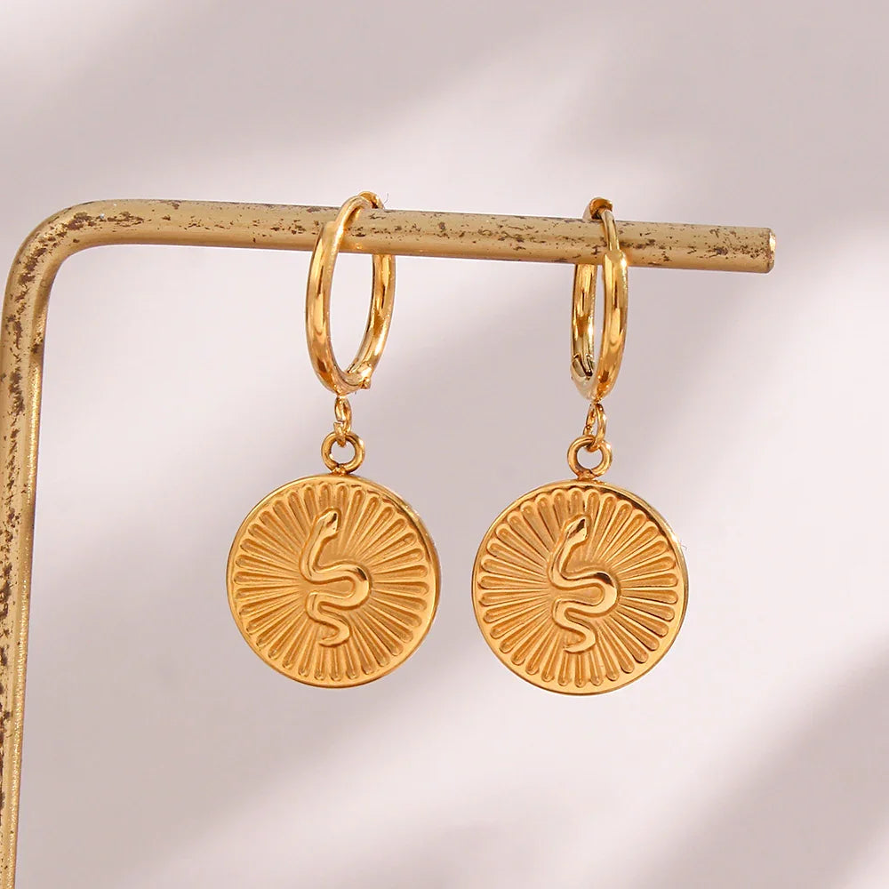 [Royal&Vicky]Eliana Serpent Coin Earrings