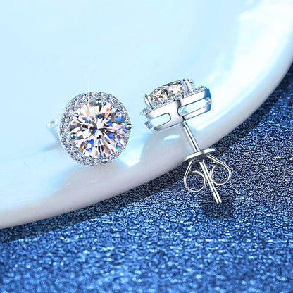 [Leaves]CLASSIC 4-PRONG ROUND MOISSANITE STUD EARRINGS