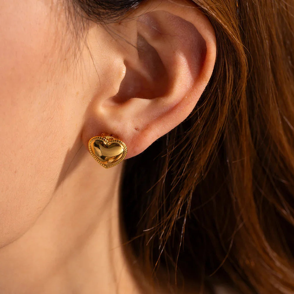 [Royal&Vicky]Ruth Heart Gold Earrings