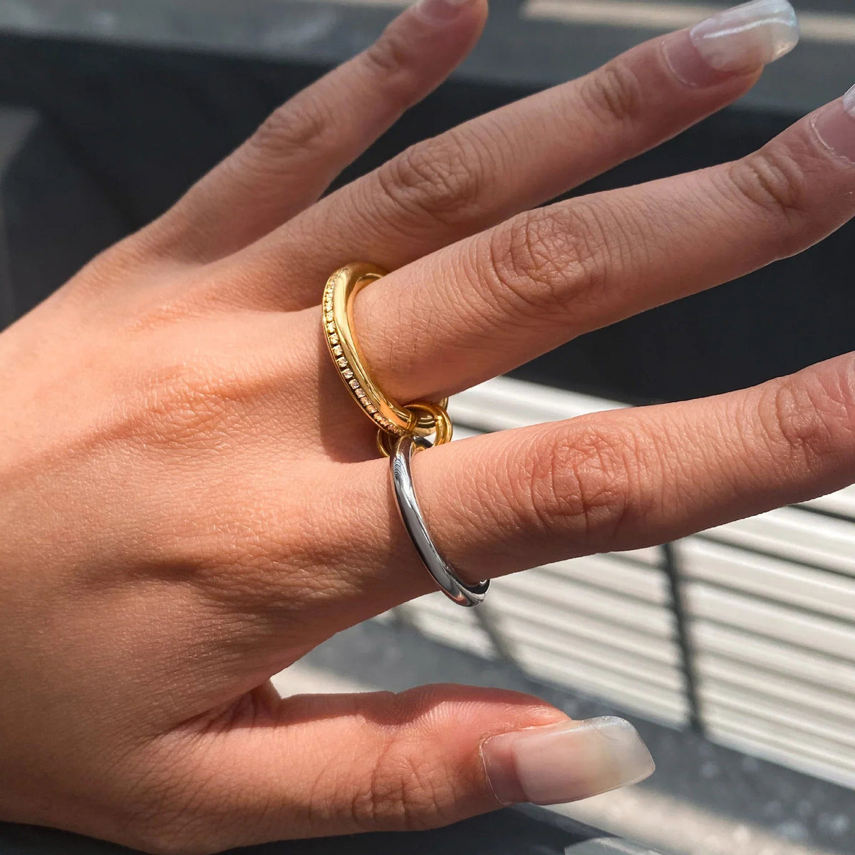 [Royal&Vicky]Claire Two Tone Ring Stack