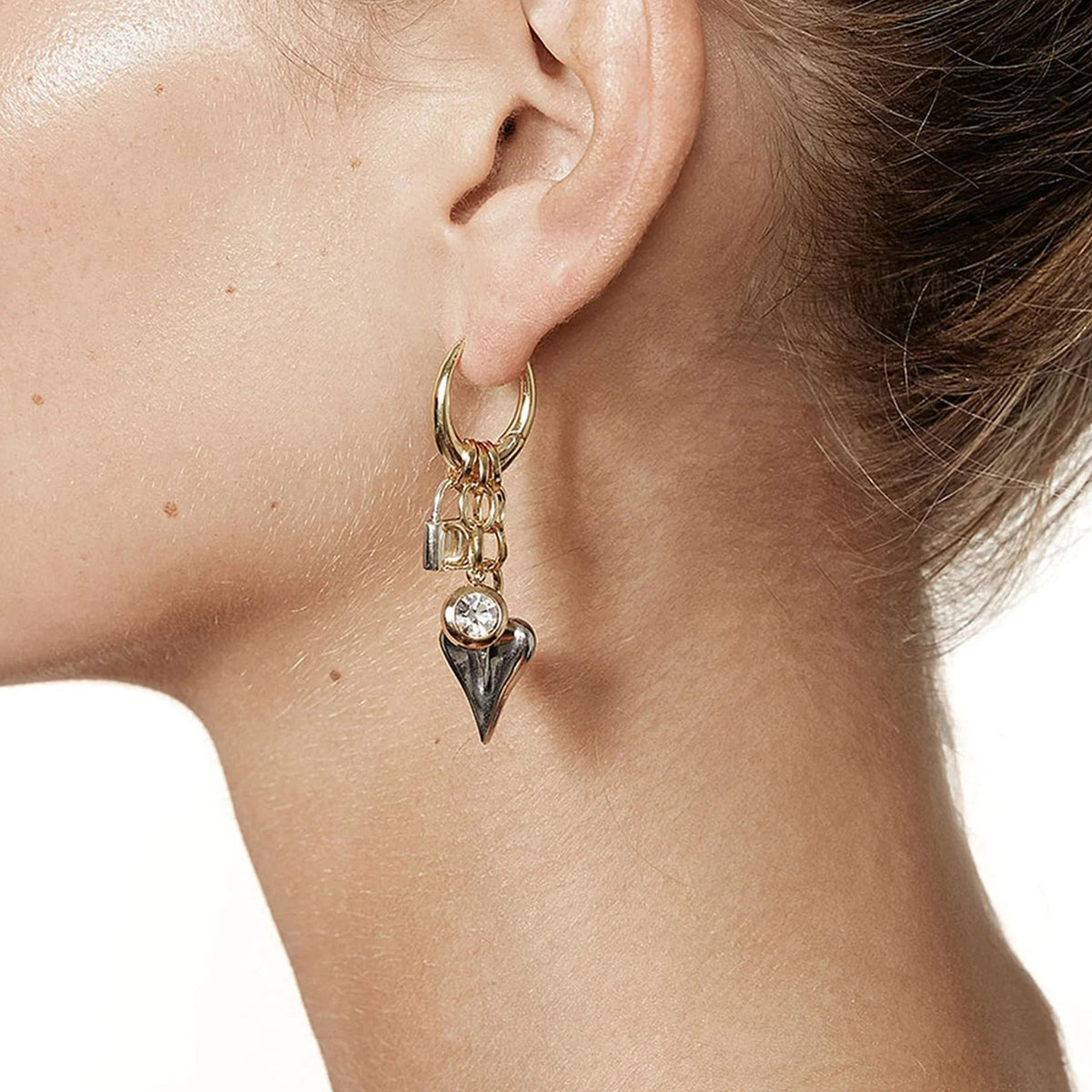 [Royal&Vicky]Sarah Heart & Lock Gold Earrings