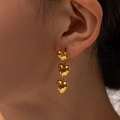 [Royal&Vicky]Heather Heart Gold Earrings