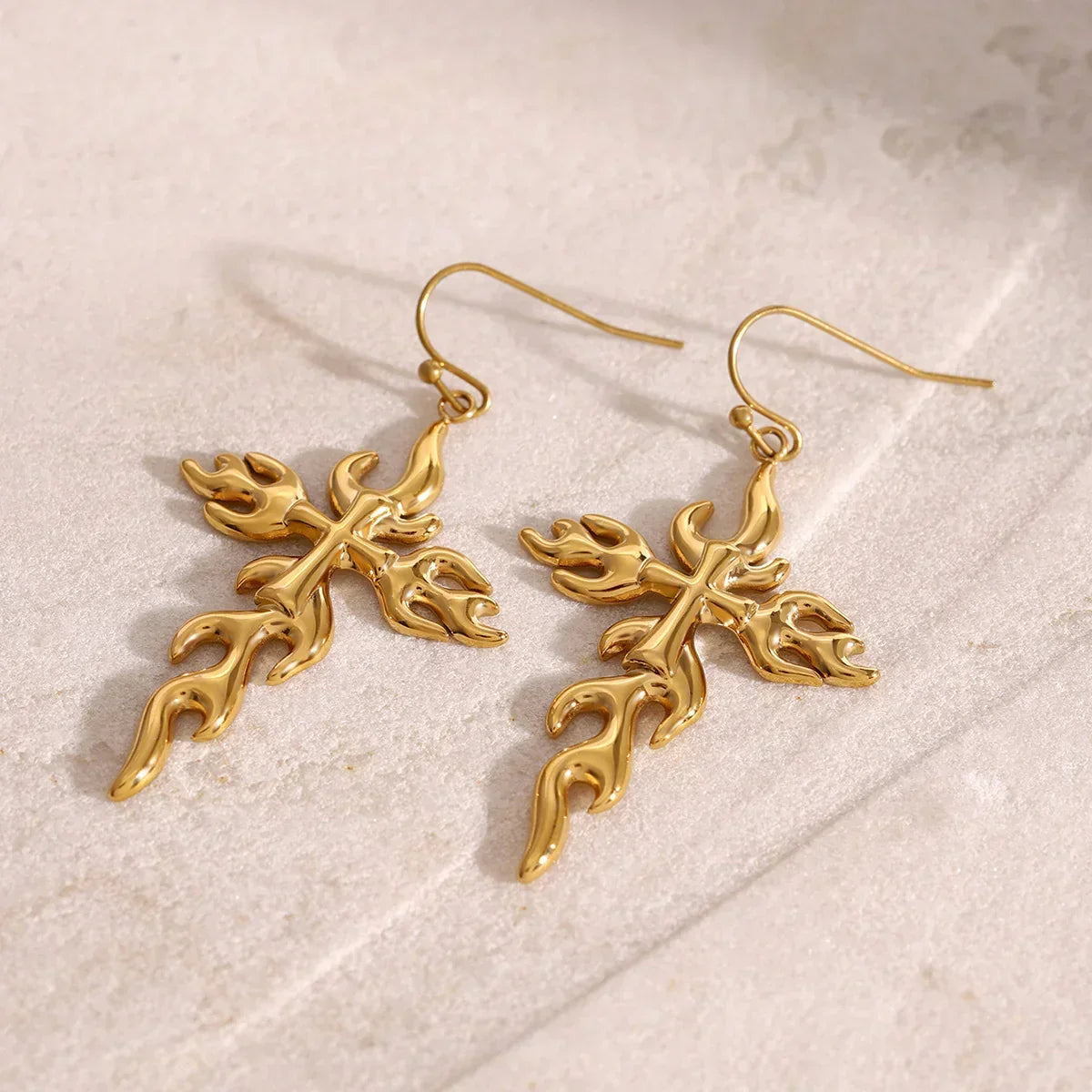 [Royal&Vicky]Adrielle Branched Cross Gold Earrings