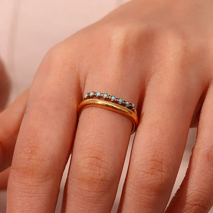 [Royal&Vicky]Adeline Diamond Simulant Gold Ring
