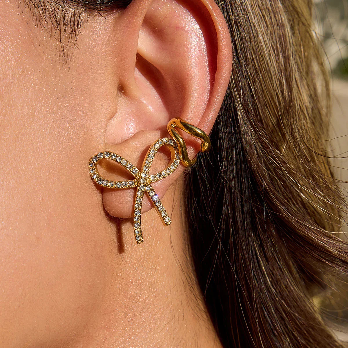[Royal&Vicky]Dannah Diamond Bow Tie Earrings