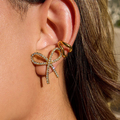 [Royal&Vicky]Dannah Diamond Bow Tie Earrings