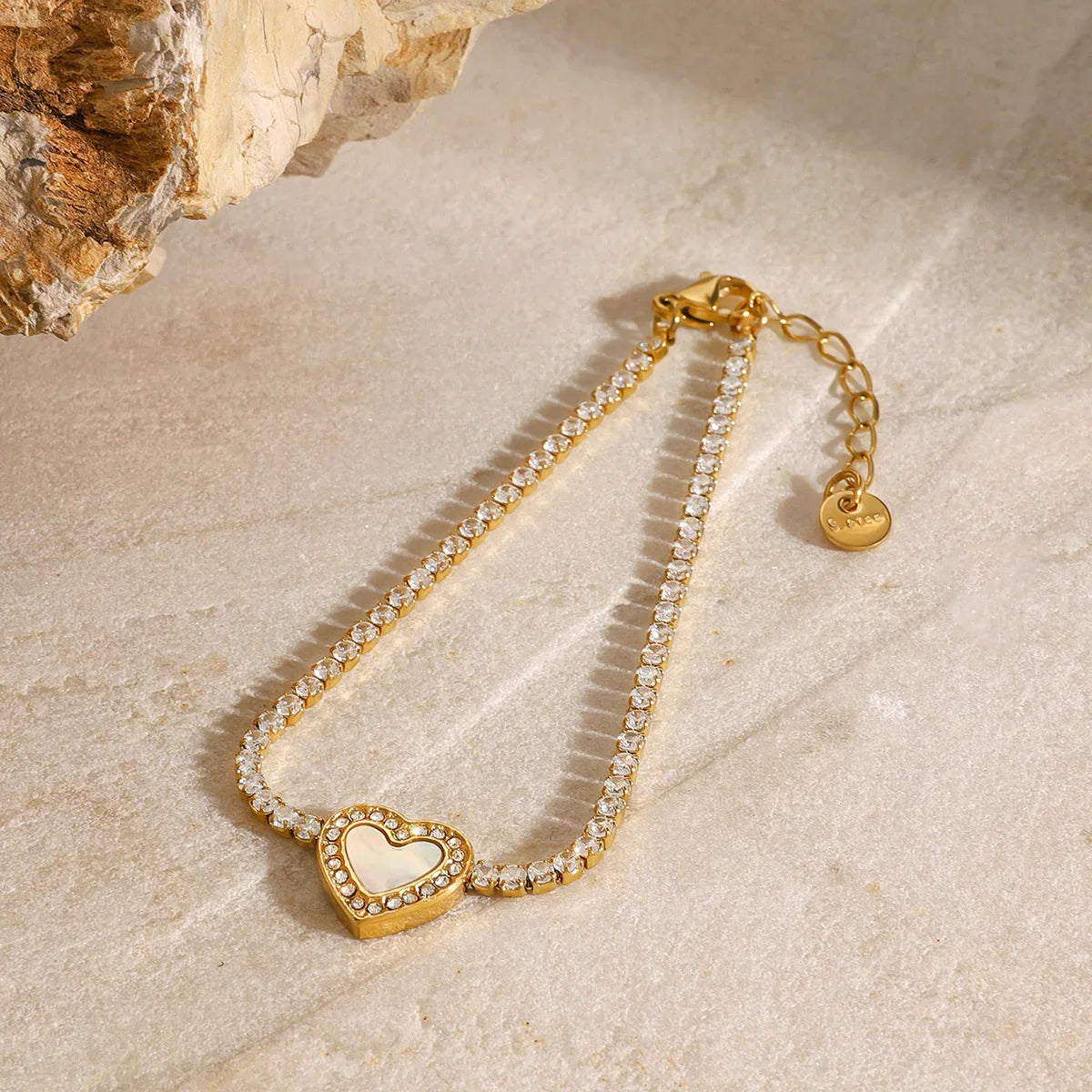 [Royal&Vicky]Cameron Diamond Heart Tennis Bracelet