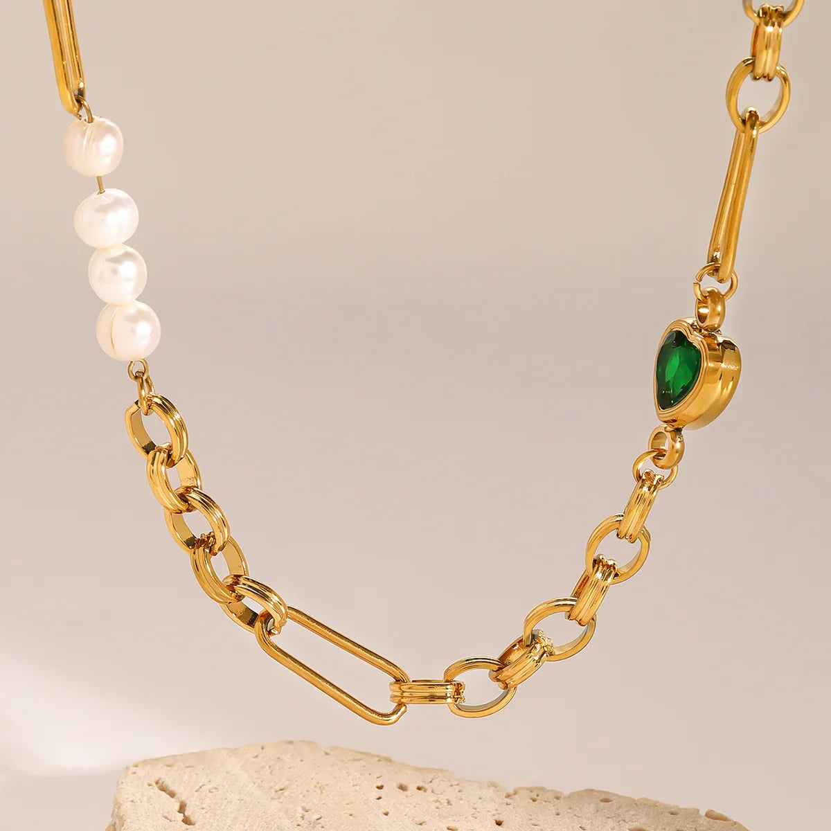 [Royal&Vicky]Maddison Pearl Chain Gold Necklace