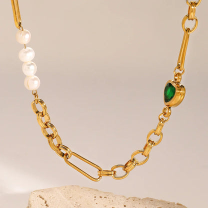 [Royal&Vicky]Maddison Pearl Chain Gold Necklace