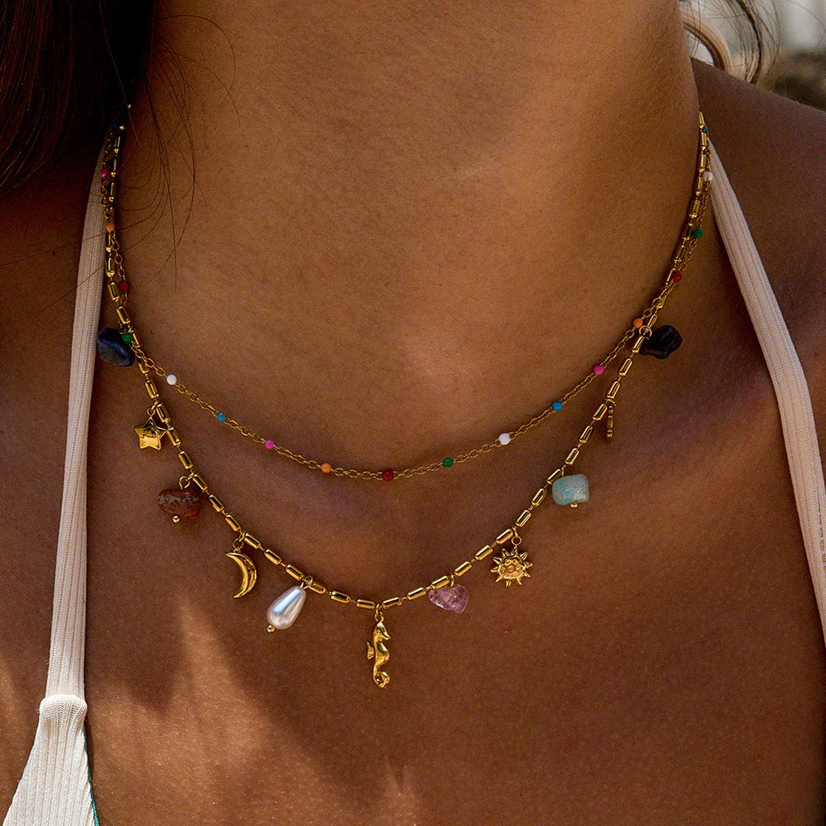 [Royal&Vicky]Cambria Coastal Charm Layered Necklace