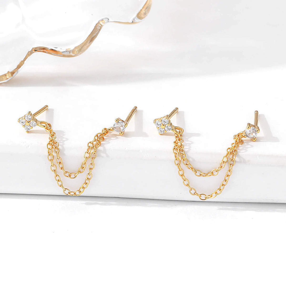 [Royal&Vicky]Kendall Diamond Chain Stud