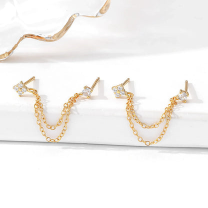 [Royal&Vicky]Kendall Diamond Chain Stud