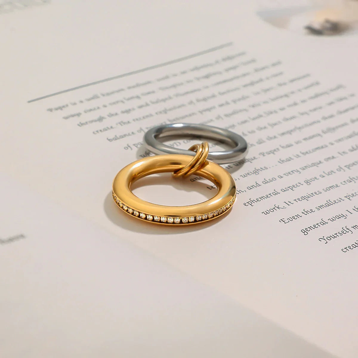 [Royal&Vicky]Claire Two Tone Ring Stack