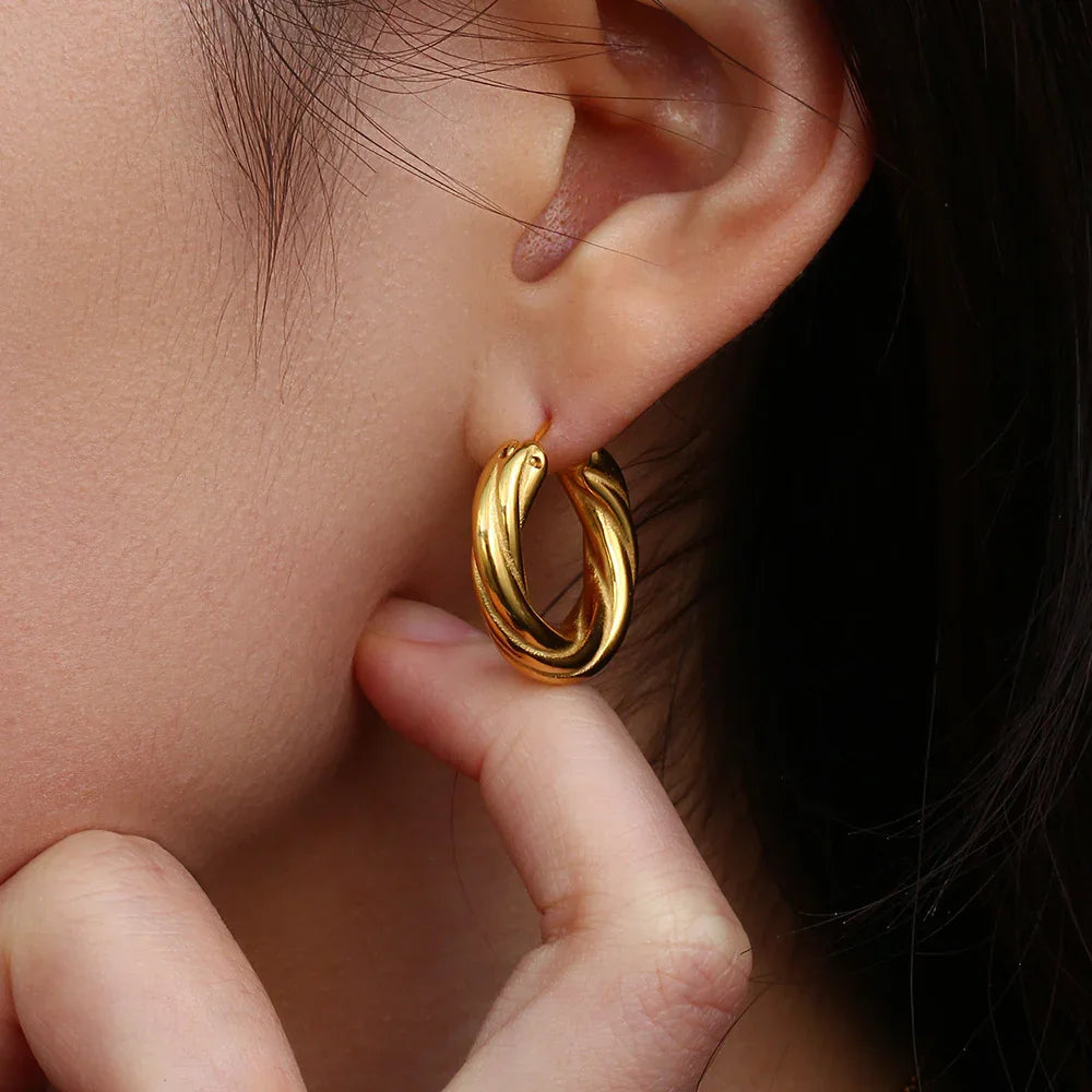 [Royal&Vicky]Denisse Twisted Hoop Earrings