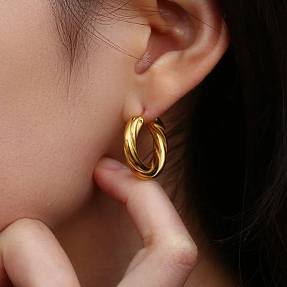 [Royal&Vicky]Denisse Twisted Hoop Earrings