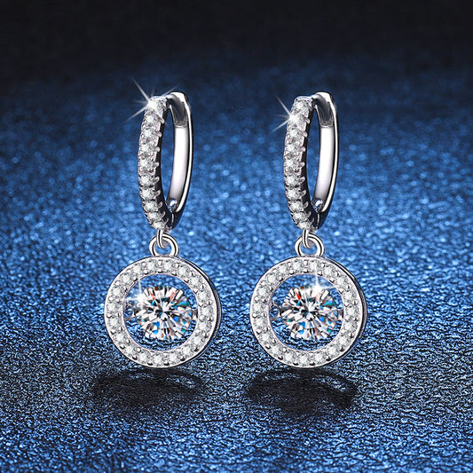 [Leaves]DANCING MOISSANITE HALO DROP HOOP EARRINGS