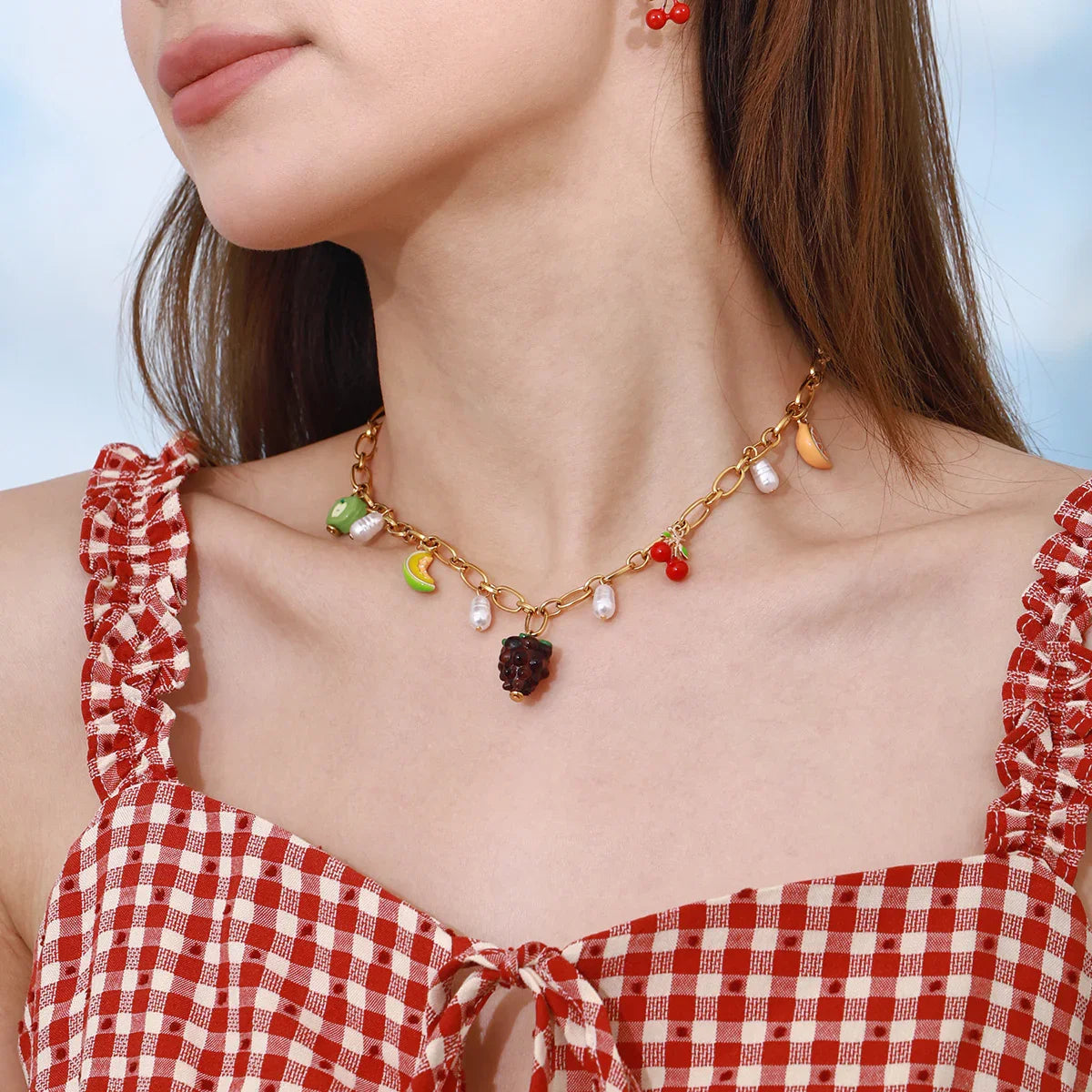 [Royal&Vicky]Michelle Fruit Charm Gold Necklace