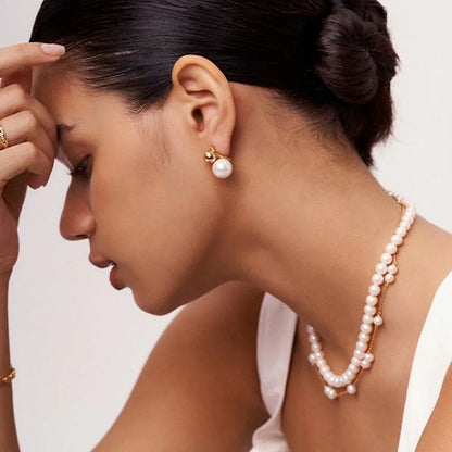 [Royal&Vicky]Nautica Dome Pearl Earrings