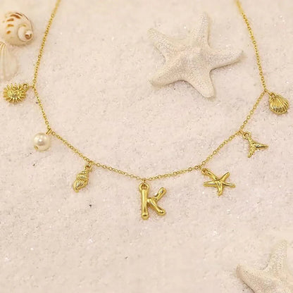 [Royal&Vicky]Avaria Ocean Initial Necklace