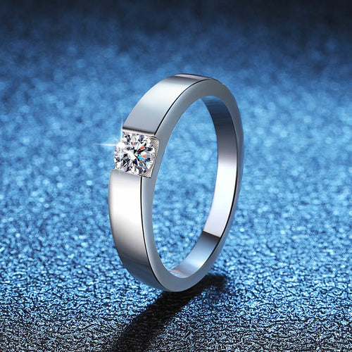 [Leaves]SLEEK MINIMALIST COUPLE'S MOISSANITE RING