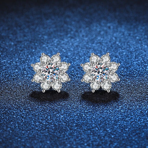 [Royal&Vicky]RADIANT SUNFLOWER MOISSANITE STUD EARRINGS