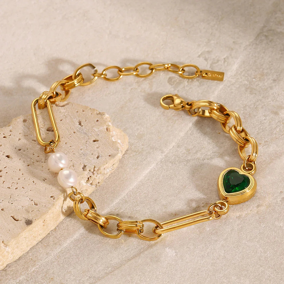 [Royal&Vicky]Maddison Pearl Chain Gold Bracelet