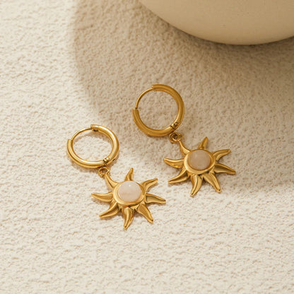 [Royal&Vicky]Helia Sun-shaped Moonstone Earrings