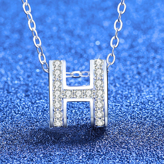 [Leaves]フルパヴェ "H" モアッサナイトペンダントネックレス