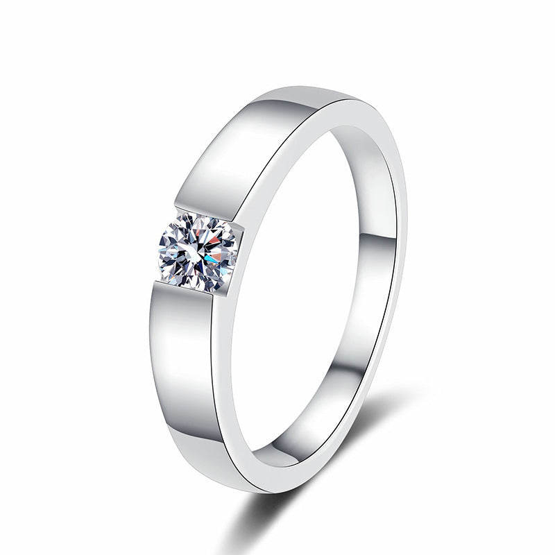 [Leaves]SLEEK MINIMALIST COUPLE'S MOISSANITE RING