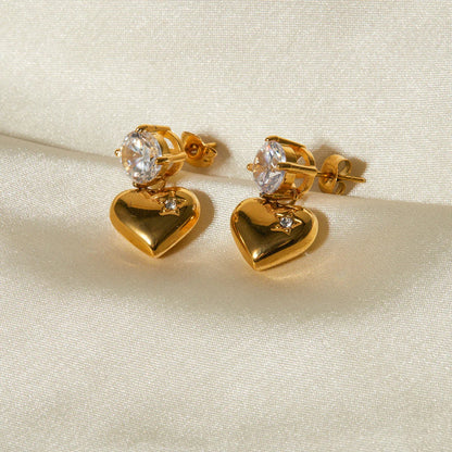 [Royal&Vicky]Emmeline Heart Gold Earrings