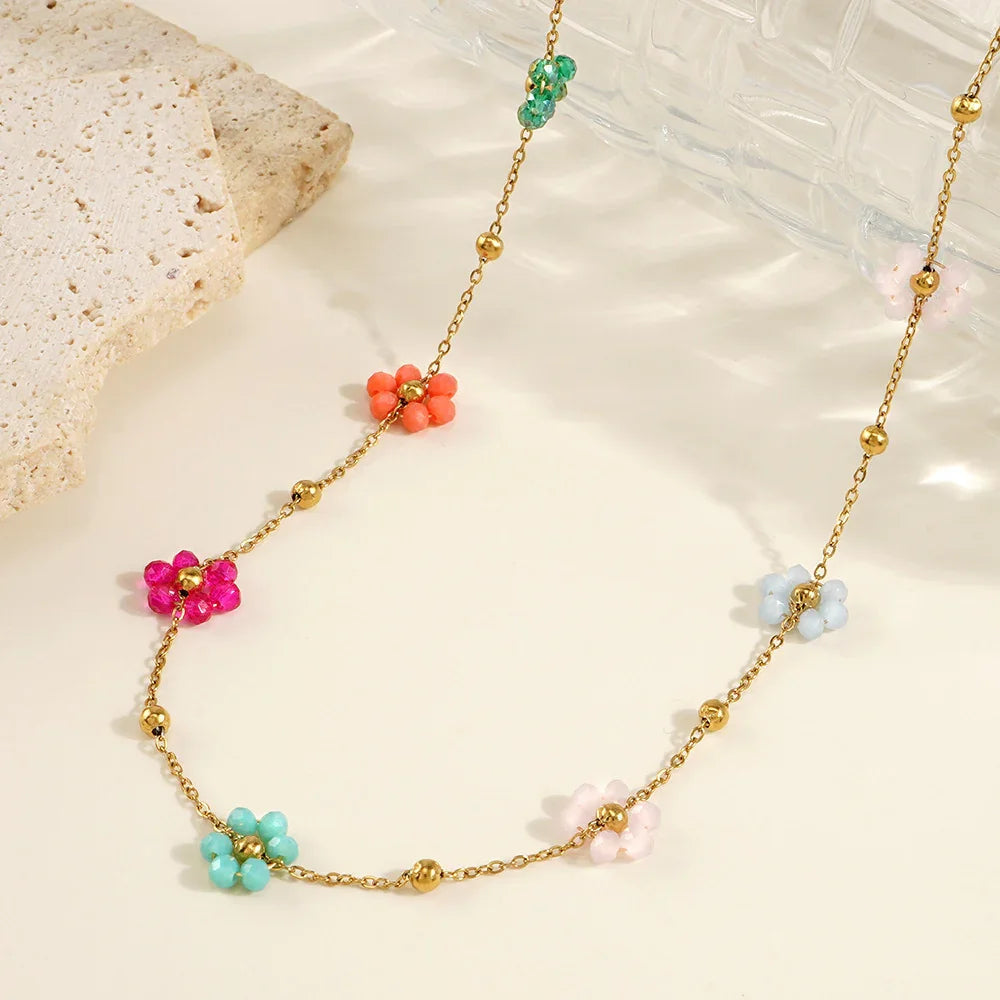 [Royal&Vicky]Azalea Floral Gold Necklace