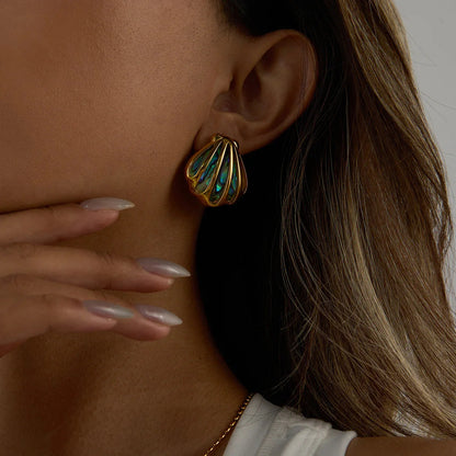 [Royal&Vicky]Nixie Gold Seashell Earrings