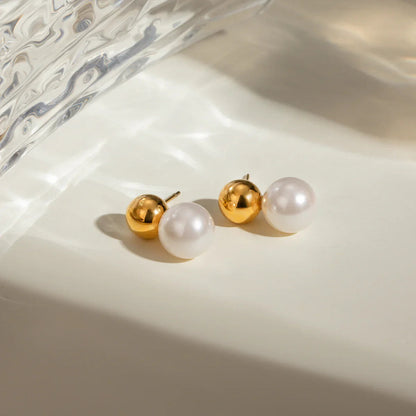 [Royal&Vicky]Nautica Dome Pearl Earrings
