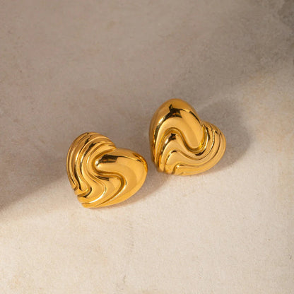 [Royal&Vicky]Milena Heart Gold Earrings