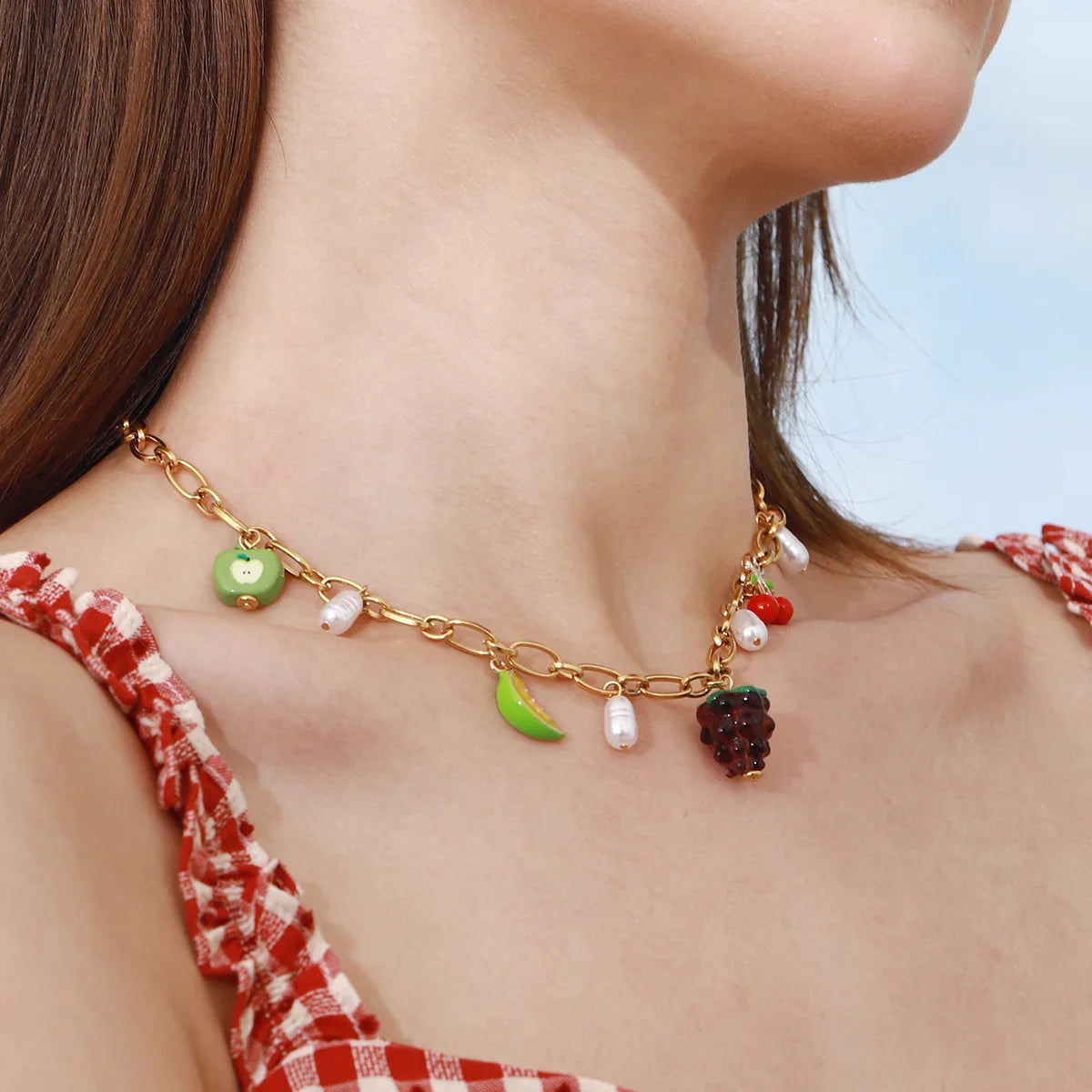 [Royal&Vicky]Michelle Fruit Charm Gold Necklace