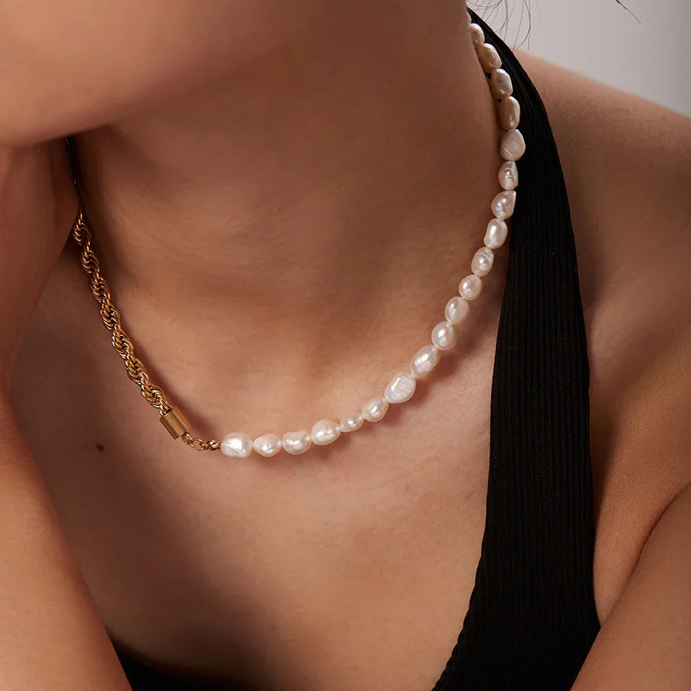 [Royal&Vicky]Dualia Gold Pearl Necklace