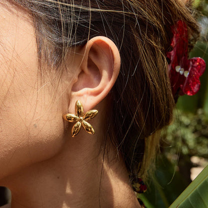 [Royal&Vicky]Monica Floral Gold Earrings