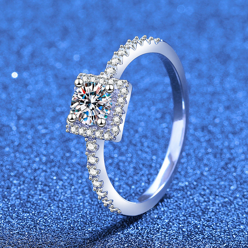 [Leaves]DAINTY SUGAR-CUBE MOISSANITE RING