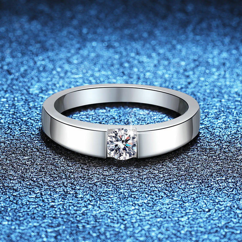 [Leaves]SLEEK MINIMALIST COUPLE'S MOISSANITE RING