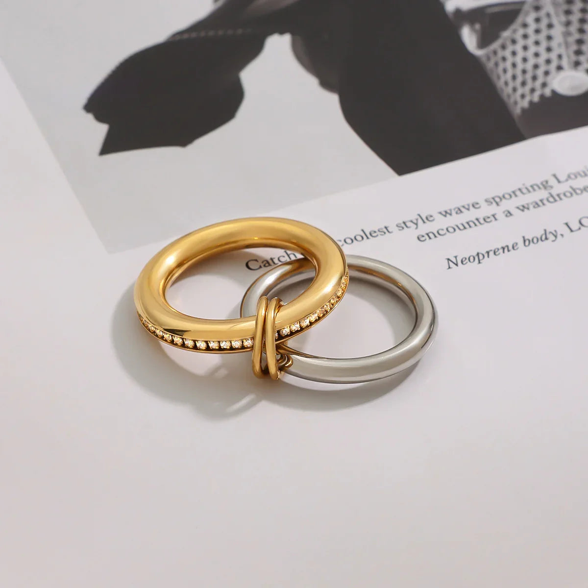 [Royal&Vicky]Claire Two Tone Ring Stack