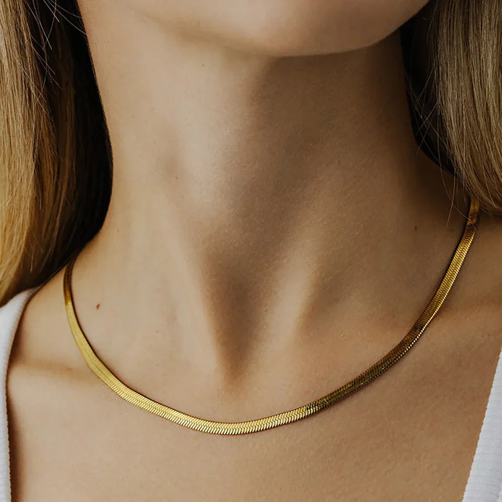 [Royal&Vicky]Elysian Gold Herringbone Necklace