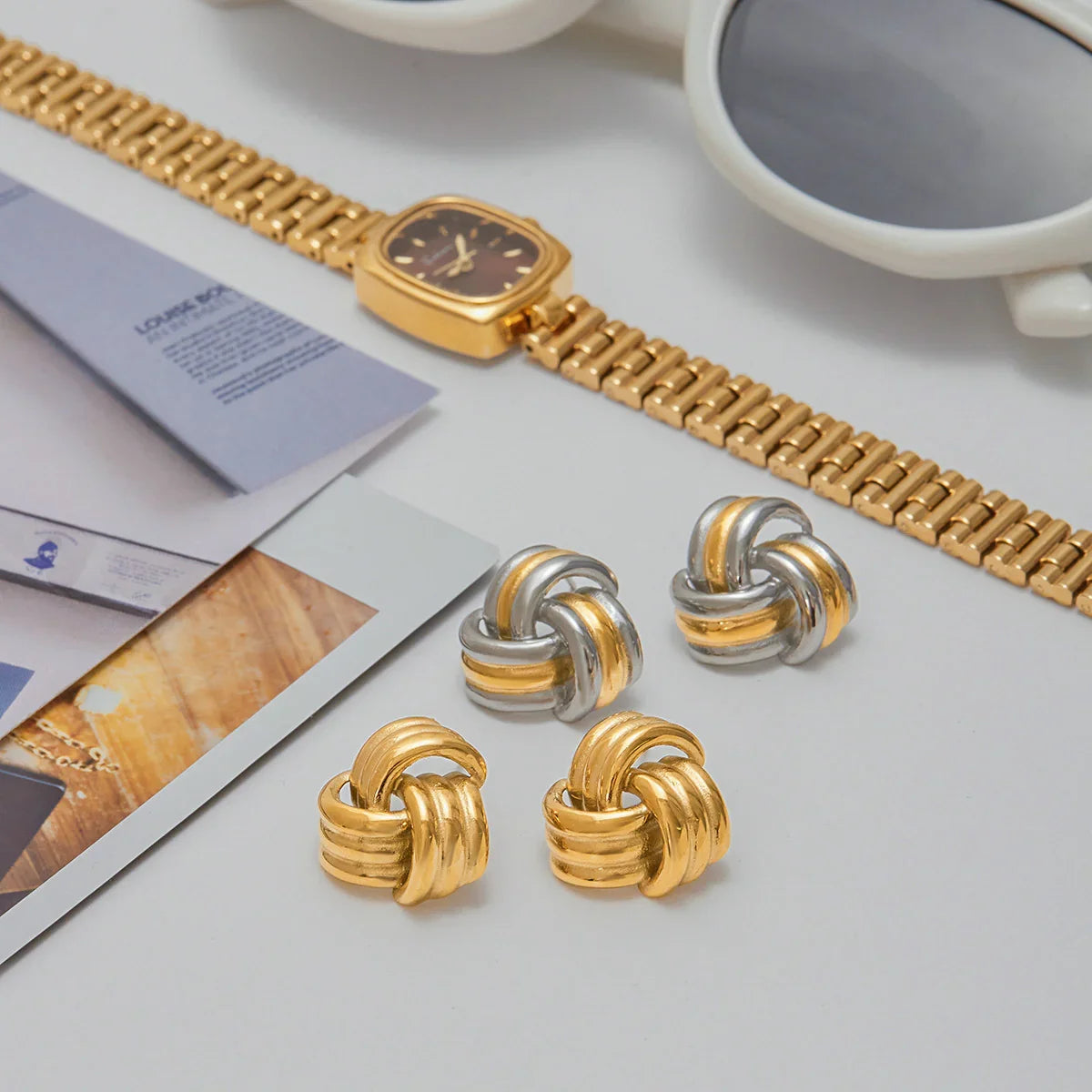 [Royal&Vicky]Avielle Chunky Gold Knot Earrings