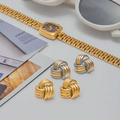 [Royal&Vicky]Avielle Chunky Gold Knot Earrings